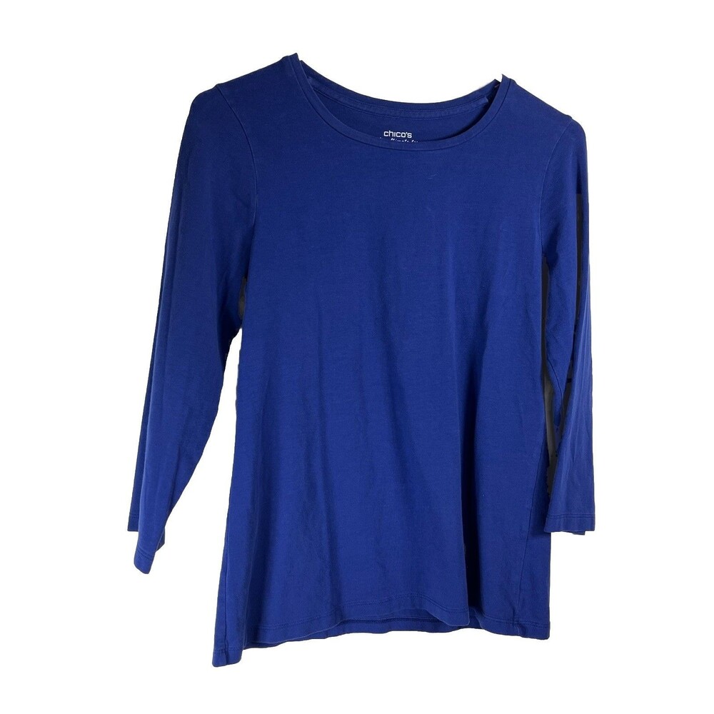 chicos top size 0 Small Blue 3/4 Sleeve Blouse